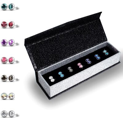 Boucles d'oreilles Coffret 7 Days Moon Laiton de haute qualité Plaqué Rhodium I MYC-Paris.com