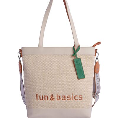 Bolso shopper para mujer FUN&BASICS Oseas de rafia con cremallera