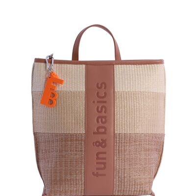 Mochila para mujer FUN&BASICS Osita de rafia con cremallera