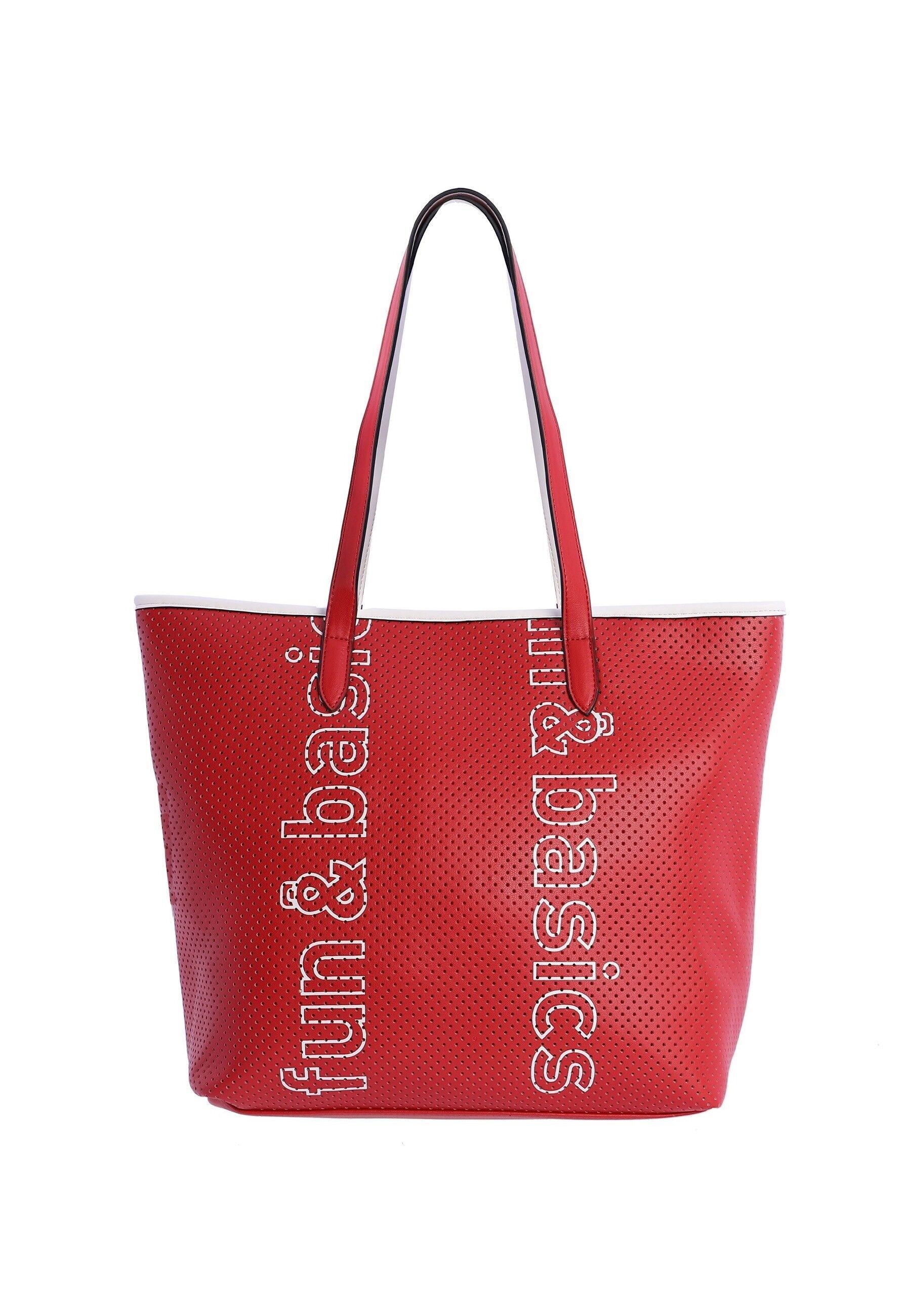 FUN&BASICS Jessica Damen-Einkaufstasche aus Kunstleder mit Reißverschluss