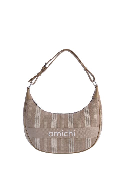 Bolso de hombro para mujer AMICHI Peleas de materiales naturales con cremallera