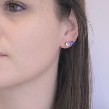 Boucles d'oreilles Clous Birth Stone Septembre Laiton de haute qualité Plaqué Rhodium I MYC-Paris.com 6