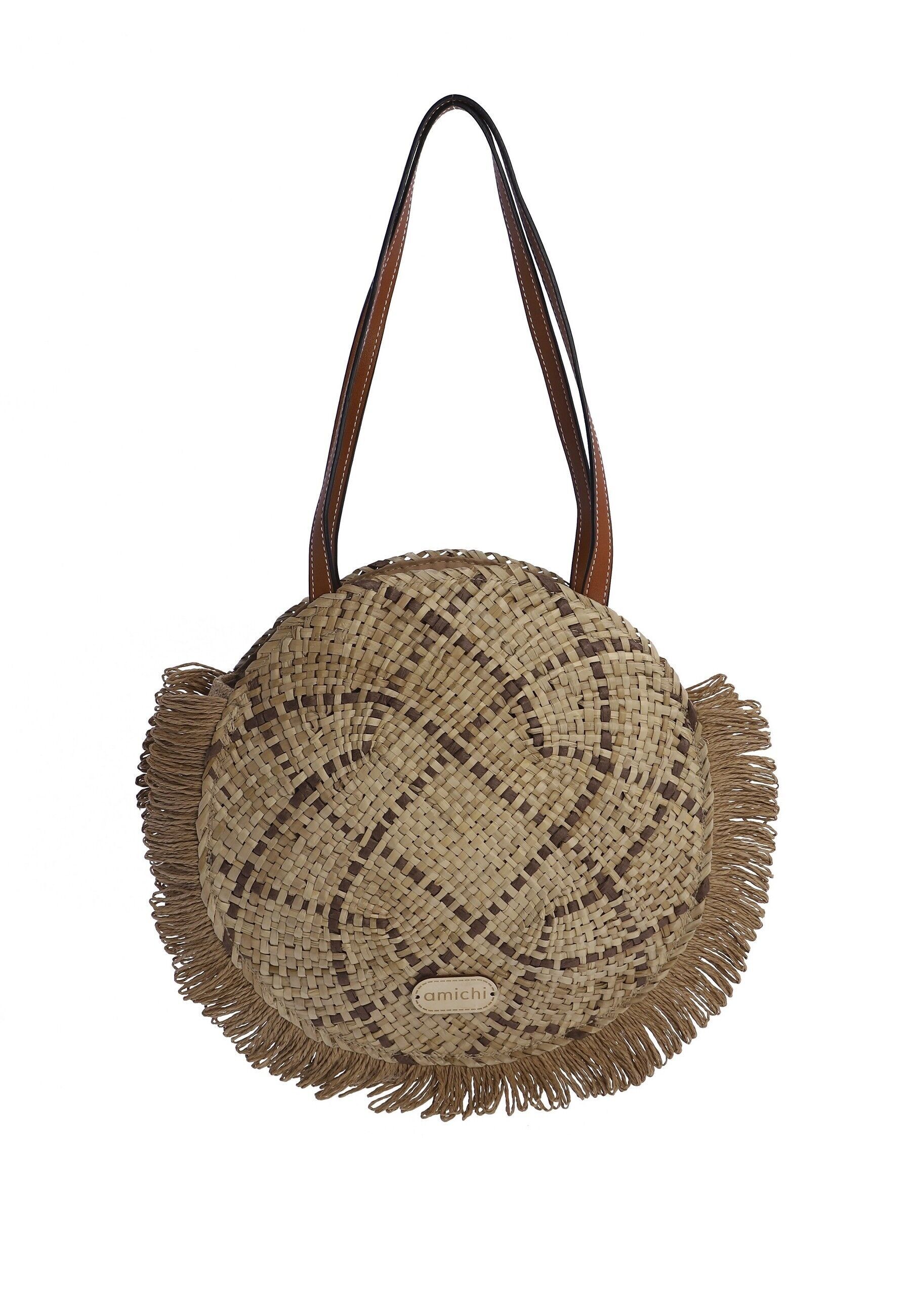 Borsa a tracolla da donna AMICHI Simona in rafia con cerniera