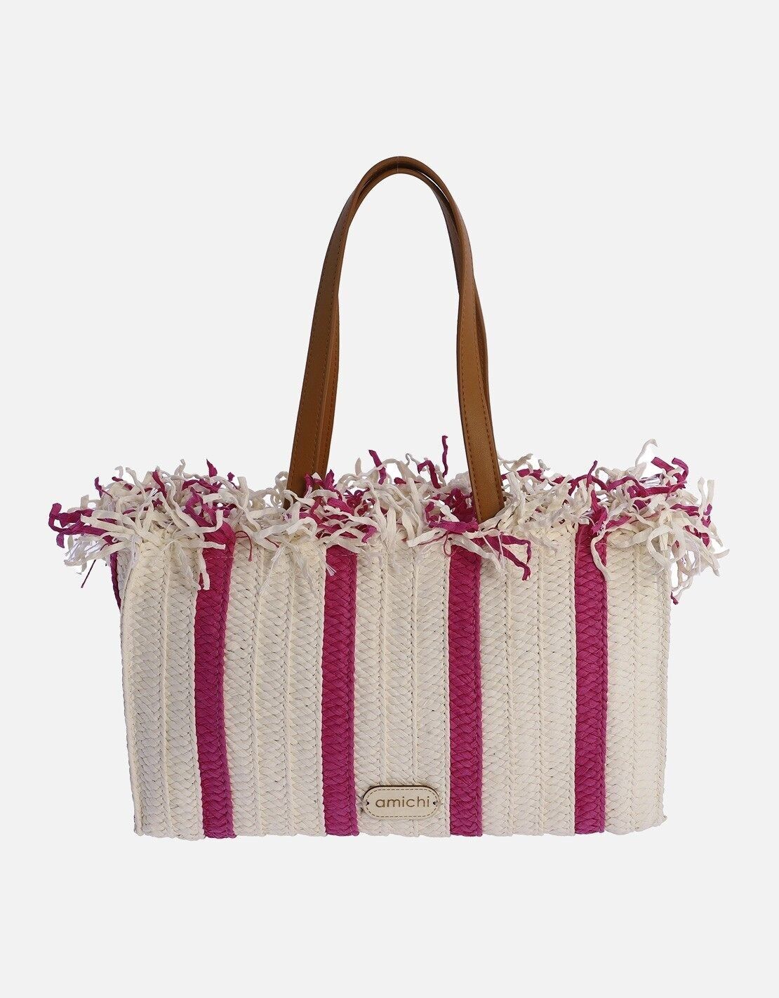 Sac cabas femme AMICHI Sifreda en raphia avec fermeture éclair