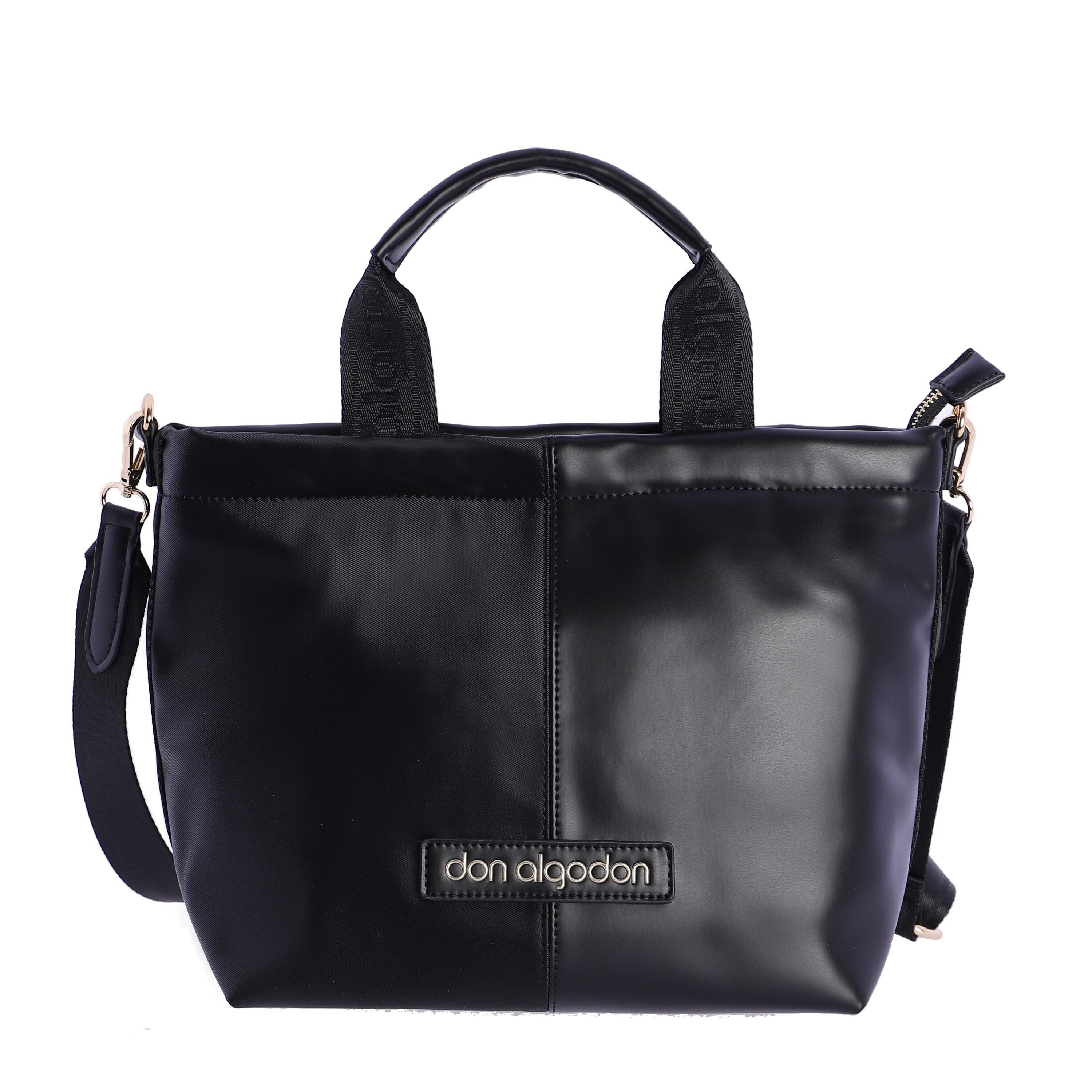 DON ALGODON Belinda schwarze synthetische Damenhandtasche mit Reißverschluss