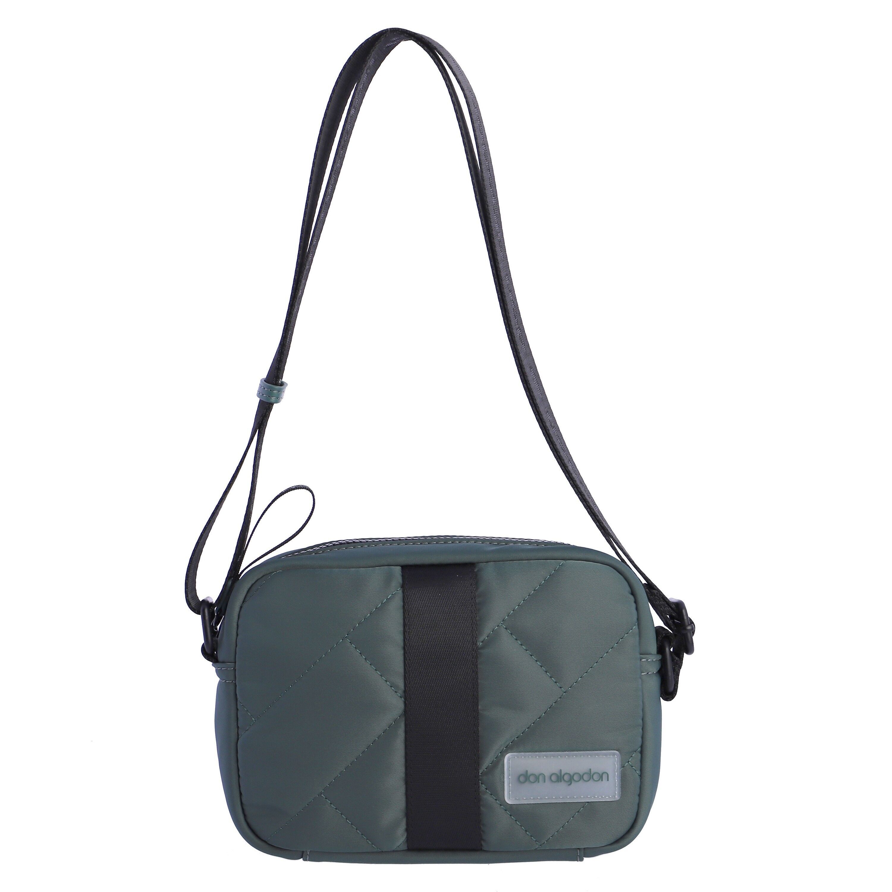 Borsa a tracolla da donna DON ALGODON Brenda in tessuto verde con cerniera