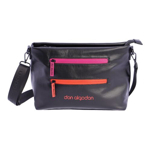 Bolso bandolera DON ALGODON Néctar negro textil con cremallera