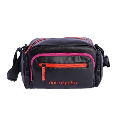 Bolso bandolera DON ALGODON Prisma negro textil con cremallera