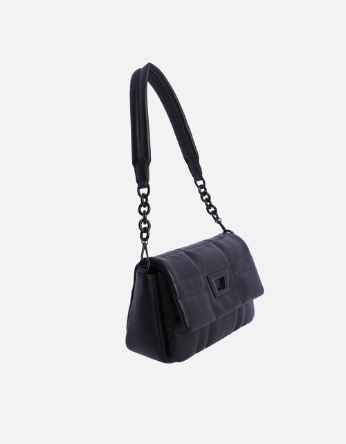 Bolso de hombro para mujer DON ALGODON Carla sintético negro con cremallera