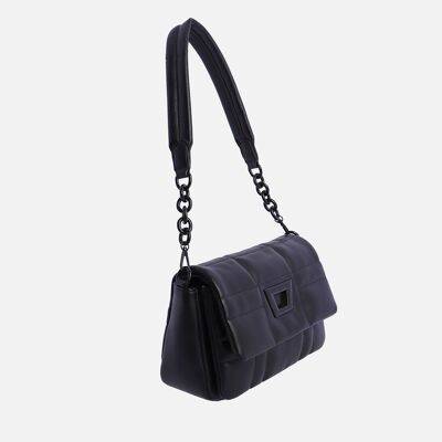 Bolso de hombro para mujer DON ALGODON Carla sintético negro con cremallera