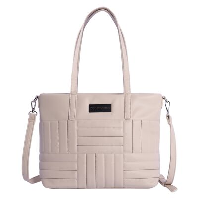 Bolso shopper para mujer DON ALGODON Cecilia sintético beige con cremallera