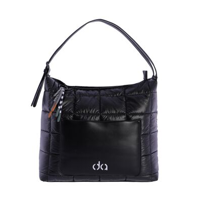 Bolso shopper para mujer DON ALGODON Chantal textil negro con cremallera