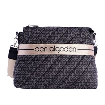 DON ALGODON Sac bandoulière en textile noir Corina pour femme avec fermeture éclair