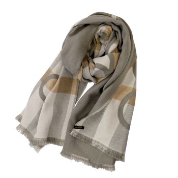 Foulard rectangulaire femme Don Algodon Felicia en différentes nuances de gris et beige 1