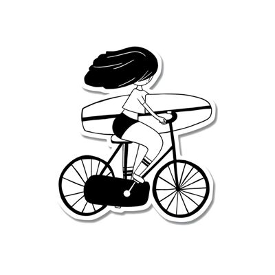 Sticker La surfeuse à vélo