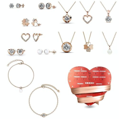 Coffret cœur Saint Valentin - 14 bijoux - Finition rosée