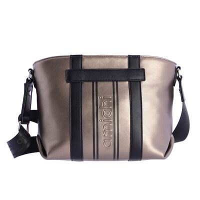 Bolso bandolera para mujer AMICHI Adelia oro piel sintética con cremallera