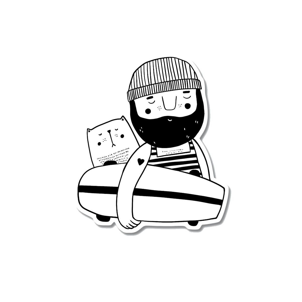 Aufkleber Skater und seine Katze