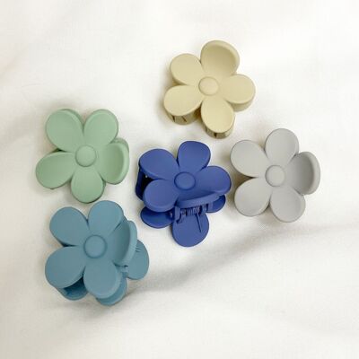 blue winter colorful small flowers hair clips | 5 pieces