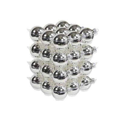 Christmas balls 57 mm shiny silver Box of 36 pieces - Christmas decoration