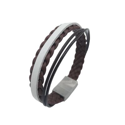 Bracelet en cuir Liverpool | Blanc Marron