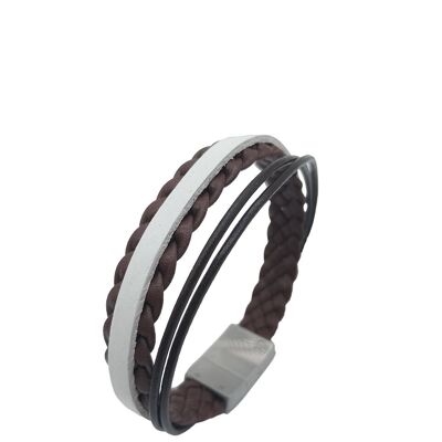 Leather bracelet Liverpool | White Brown