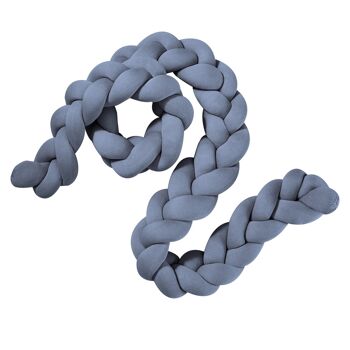Serpent de lit tricot tressé bleu 180cm 1