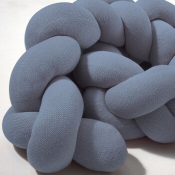 Serpent de lit tricot tressé bleu 180cm 5