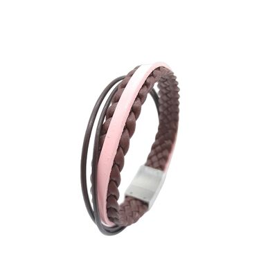 Leather bracelet Liverpool | pink brown