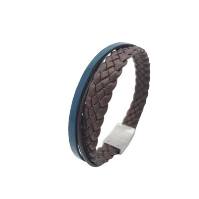 Leather bracelet Liverpool | blue brown