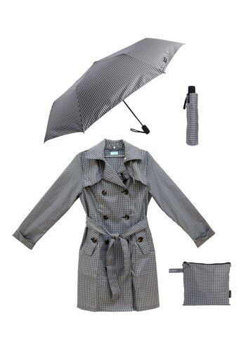 Pack parapluie pliant automatique et imperméable trench pour femme Don Algodon Luna 1