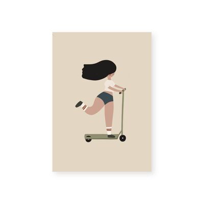 Roller-Mädchen-Postkarte