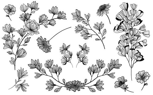 Parure de tatouages éphémères Magnolia forever