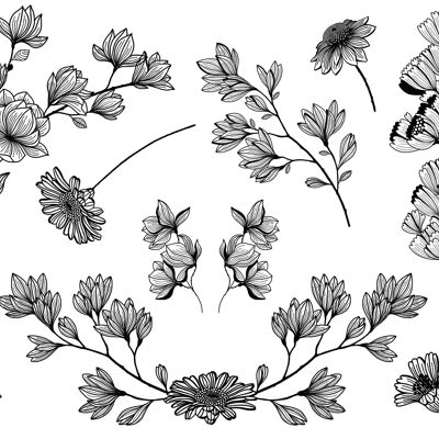 Conjunto de tatuajes temporales Magnolia para siempre