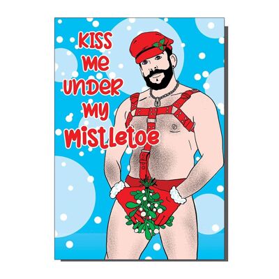kiss Me Under My Mistletoe Gay Inspired Christmas Card