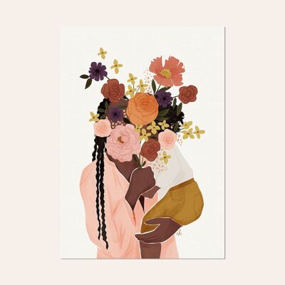 Illustrazione, cartolina e poster maternità - "Happy mama, black"