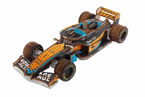 DIY Veter Models 3D Modelbouwpakket Racer V3, AKV-15, Geel/Aqua, 17x7x4cm