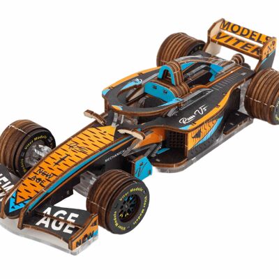 DIY Veter Models 3D Modelbouwpakket Racer V3, AKV-15, Geel/Aqua, 17x7x4cm
