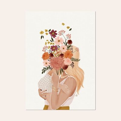 Illustrazione, cartolina e poster maternità - "Happy mama, blonde"