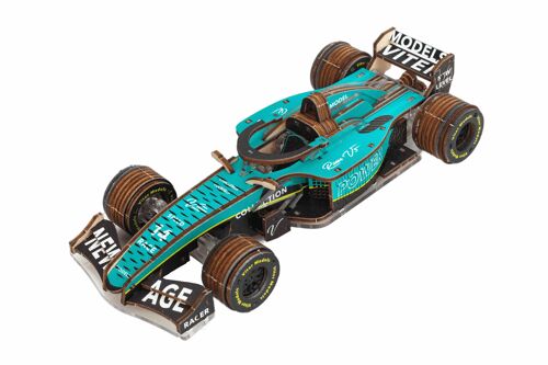 DIY Veter Models 3D Modelbouwpakket Racer V3, AKV-16, Turquoise, 17x7x4cm