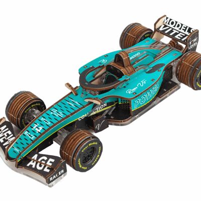 DIY Lace Models 3D Model Building Kit Racer V3, AKV-16, Turquoise, 17x7x4cm