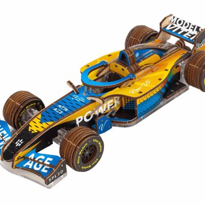 Kit de construcción de modelo 3D DIY Lace Models Racer V3, AKV-17, azul/amarillo, 17x7x4cm