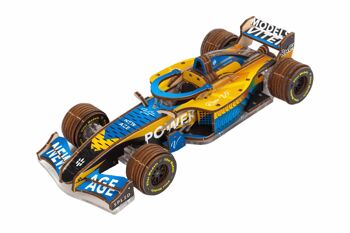 DIY Lace Models Kit de construction de modèles 3D Racer V3, AKV-17, bleu/jaune, 17 x 7 x 4 cm