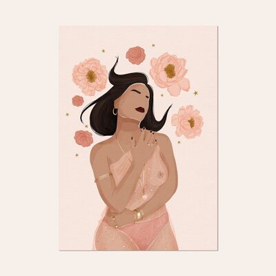 Illustrazione femminile, cartolina e poster - "Cuore Puro"