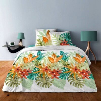 Duvet cover 220x240 cm + pillowcases Cotton Monstera White