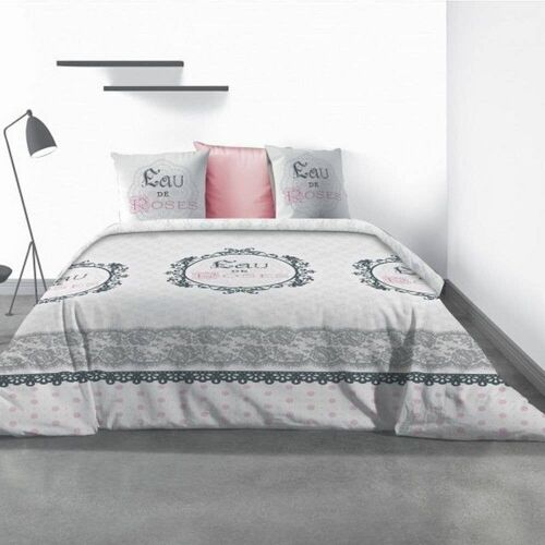 Housse de couette et taies coton Eau De Rose 240x260 cm