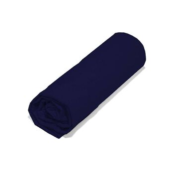 Drap housse coton Bio 57 fils 140x200 cm Marine 2