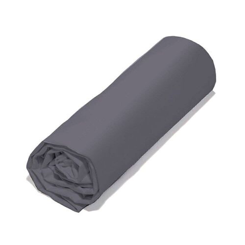 Drap housse coton Bio 57 fils 90x200 cm Anthracite