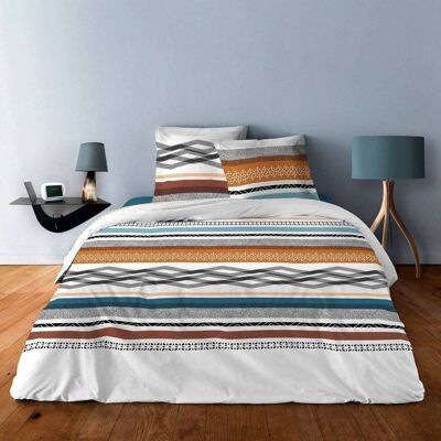 Bettbezug + Kissenbezüge Baumwolle Geometrisch Safran 220x240
