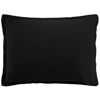 taie 50x70 cm rectangle Satin de Coton Noir